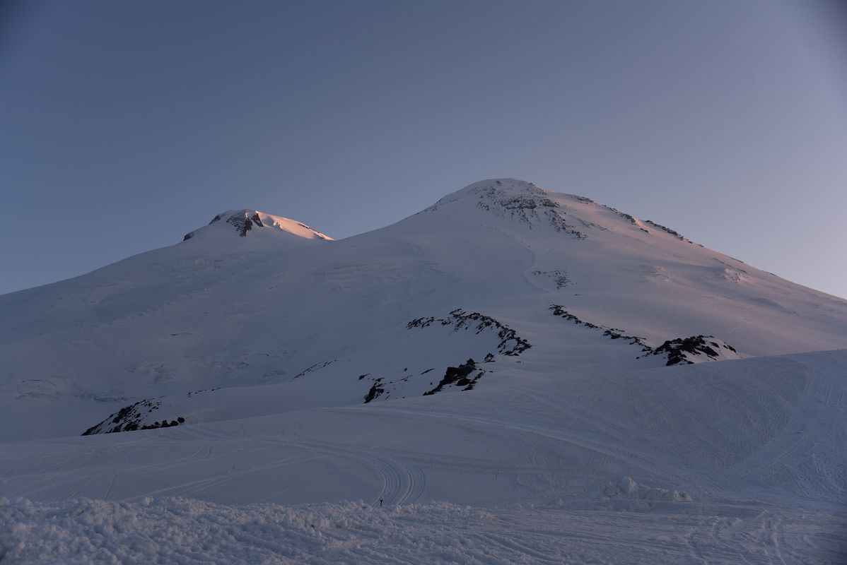 09A Sunrise On Mount Elbrus West And East Summits From Garabashi Camp On Mount Elbrus Climb